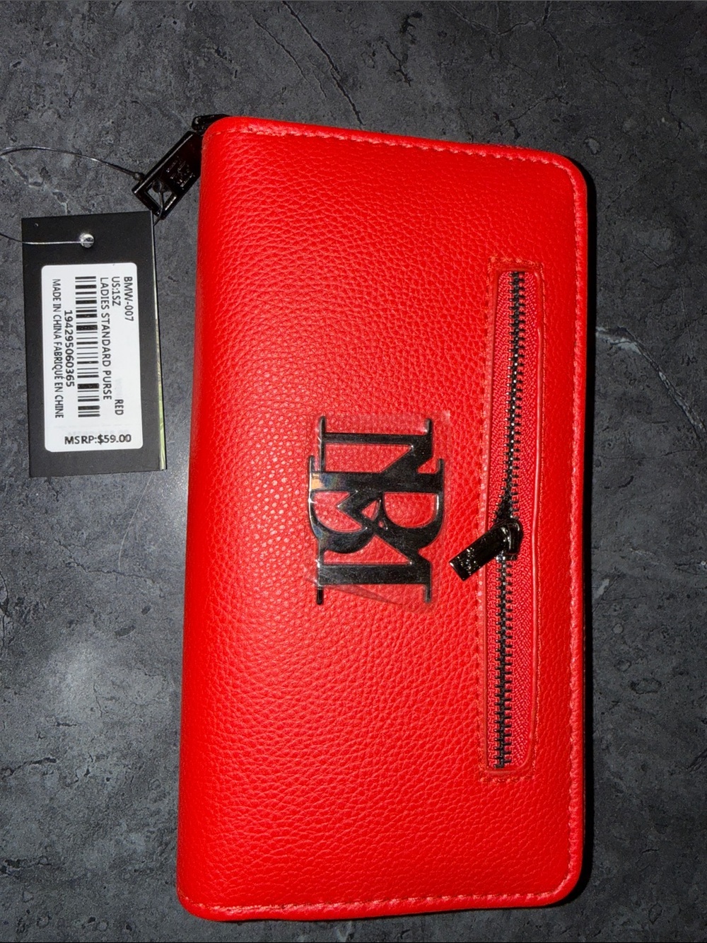 Badgley Mischka Red Zip-Around Wallet with Front Pocket
